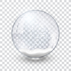 Wall Mural - snow globe ball realistic new year chrismas object isolated on transperent background with shadow, v