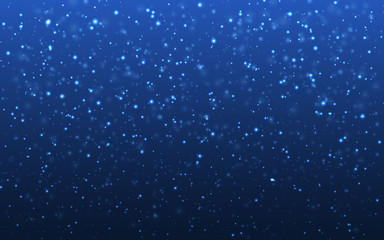Wall Mural - christmas snow. falling snowflakes on blue background. snowfall. vector illustration