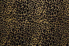 Black Fabric With Golden Leopard Fur Print