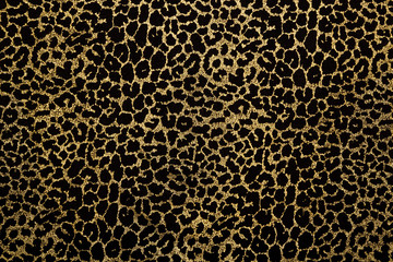  Black fabric with golden leopard fur print