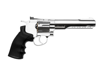 Canvas Print - Gun silver pistol isolated on white