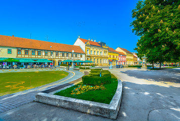 Wall Mural - Koprivnica old city architecture. / Scenic view at idyllic old architecture in city center of Koprivnica tourist resort, Croatia Europe.