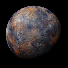 Wall Mural - planet Mercury isolated on black background
