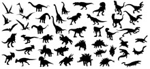 Dinosaur Silhouettes Set. Vector Illustration Isolated On White Background