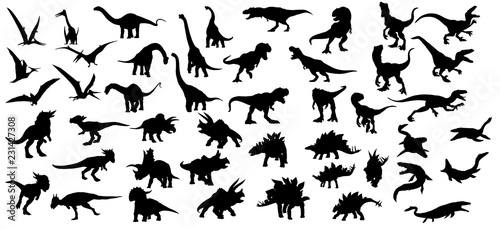 Cuadros en Lienzo Dinosaur silhouettes set