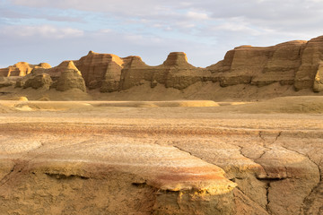 Wall Mural - wind erosion landform landscape in sunset