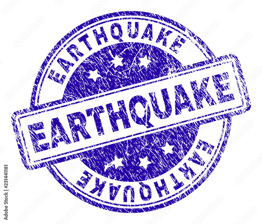 EARTHQUAKE stamp seal watermark with grunge texture. Designed with ...