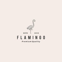 Flamingo Logo Vector Line Outline Monoline Icon Illustration