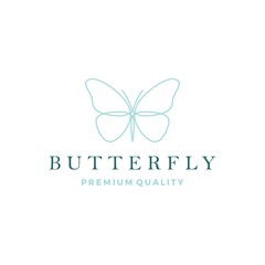 Wall Mural - butterfly logo vector line outline monoline icon illustration