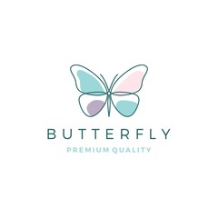 Wall Mural - butterfly logo vector line outline monoline icon illustration