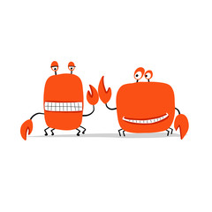 Poster - Funny friends crabs, sketch for your design