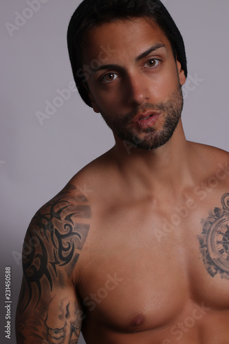 Sexy Man Posing Shirtless With A Black Hat Buy This Stock Photo