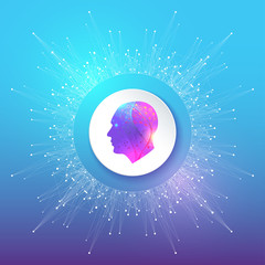 Aufkleber - Artificial Intelligence Logo. Artificial Intelligence and Machine Learning Concept. Vector symbol AI. Neural networks and another modern technologies concepts. Technology sci-fi concept.