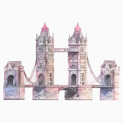 Wall Mural - The London Tower Bridge painted by watercolor