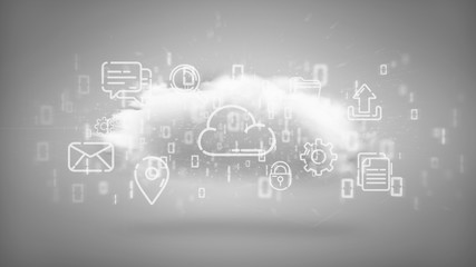 Poster - Cloud of multimedia icon 3d rendering
