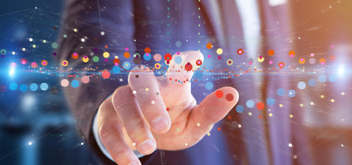 Poster - businessman holding a business stock exchange trading data information