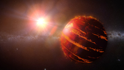 Wall Mural - hot jupiter class exoplanet, gas giant planet lit by an alien star