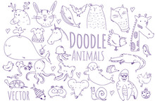 Vector Doodle Animals Set