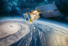 Space Satellite Monitoring From Earth Orbit Weather From Space, Hurricane, Typhoon On Planet Earth.