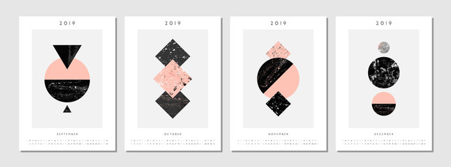 Poster - 2019 Four Month Printable Calendar Template