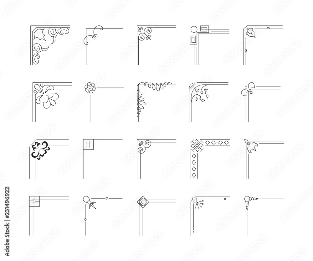 Elegant Corner Swirl Decorations – Royalty-Free Vector | VectorStock, image size:1000x833