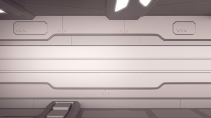 Wall Mural - 3d illustration of futuristic design spaceship interior. render
