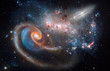 Deep Space Cosmic Chaos, Galaxies, Stars, Nebula Abstract Art Created Using Authentic Imaging Data From HI NASA