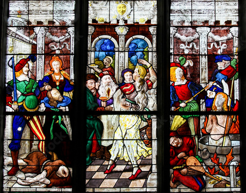 Fotografía Stained Glass of the Beheading of St John the Baptist and the Dance of Salome