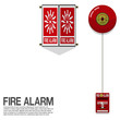 Fire alarm system(manual pull down type) with warning sign on transparent background