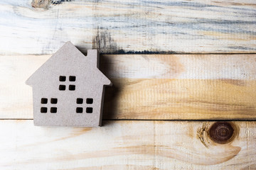 Wall Mural - model house on wooden  copy space