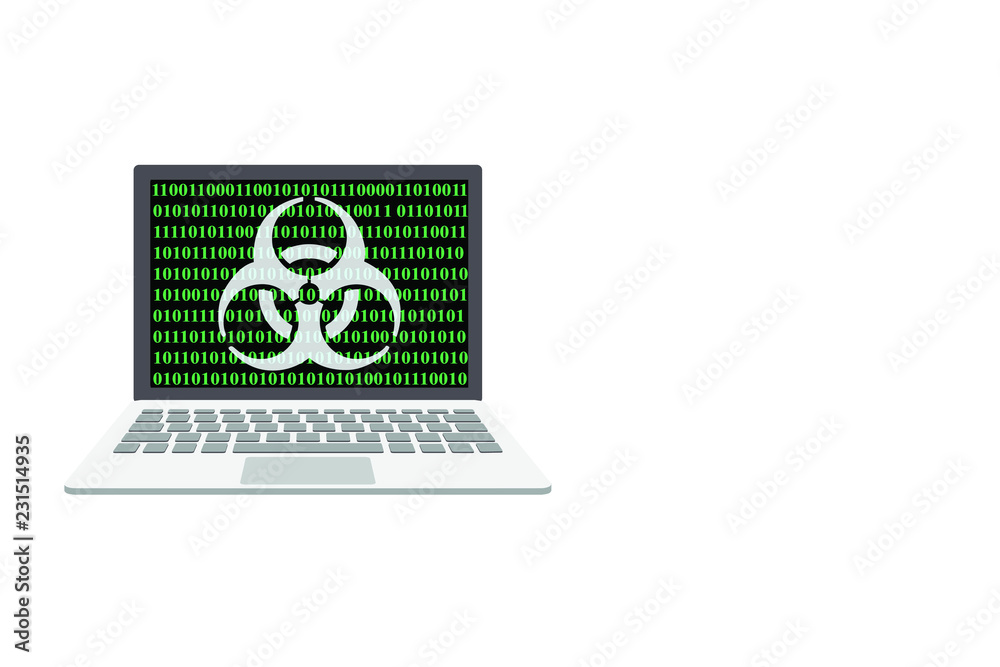 Malware Biohazard Vector Illustration Concept Art of Pirate Program /Software, Malware or ...