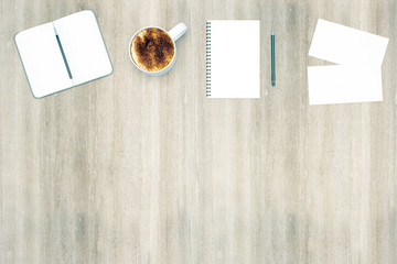 Poster - Office desk with coffee and supplies