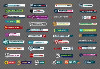 Poster - tv news bar. television broadcast media title banner, soccer player titles or football sport show in