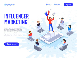 Poster - influencer marketing. influence on b2c clients, potential product buyers or consumer products buyer