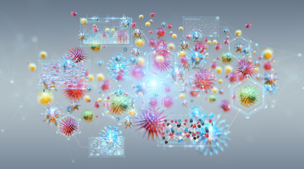 Poster - Bacteria microscopic close-up 3D rendering