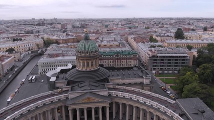 Wall Mural - Aerial view of Saint Petersburg city Kazan Cathedral, Russia. Kazanskiy Cathedral, Nevsky Prospect, Saint-Petersburg city. Cityscape of St. Petersburg. Russian touristic concept of tourism, travelling