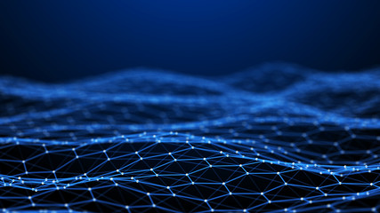 Fototapete - Blockchain technology background. Abstract technology background. Network connection. Big data visualization. 4k rendering.