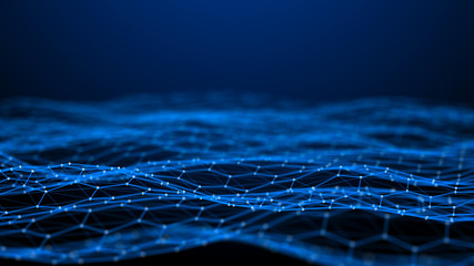 Fototapete - Blockchain technology background. Abstract technology background. Network connection. Big data visualization. 4k rendering.