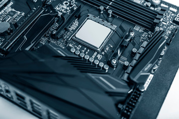 Poster - A powerful computer processor and a modern motherboard.