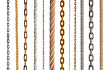 Fototapeta  - collection of various rope and chain on white