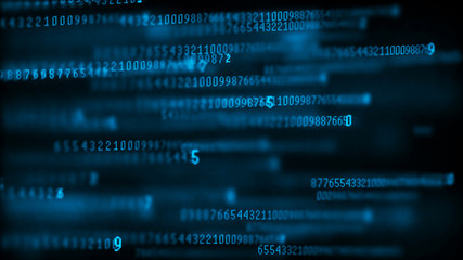 Aufkleber - Digital background matrix. Data packets. Binary computer code. Hacker concept. 3d rendering