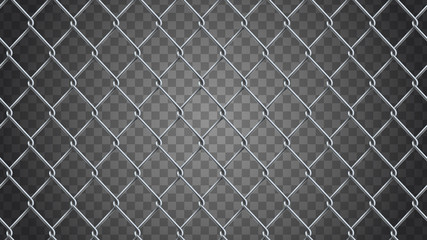 Seamless  realistic chain link fence background.  Vector mesh is