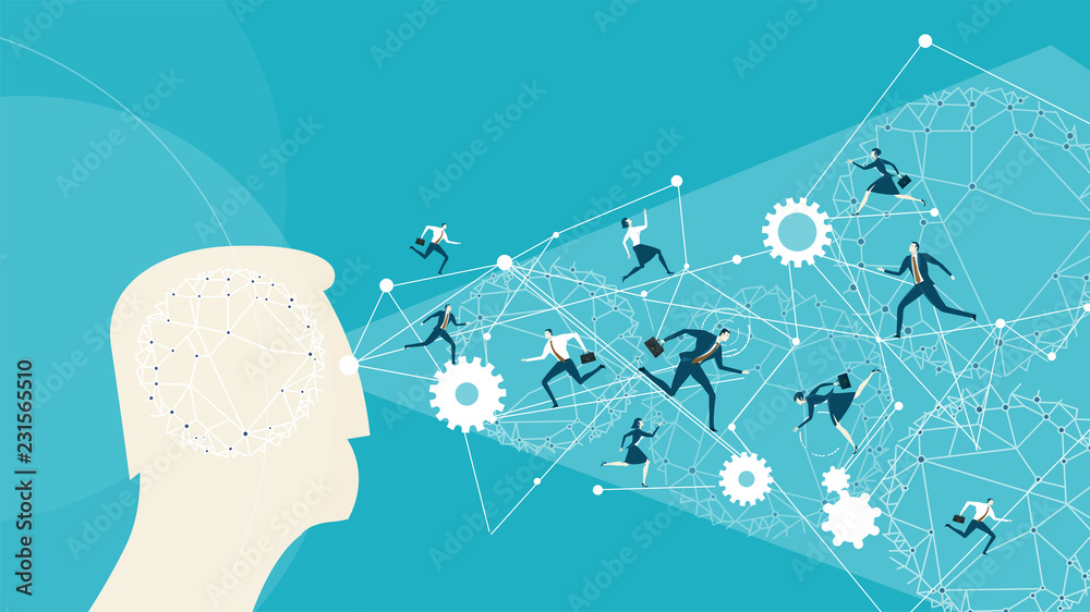 Human control the business process. Stock Illustration | Adobe Stock