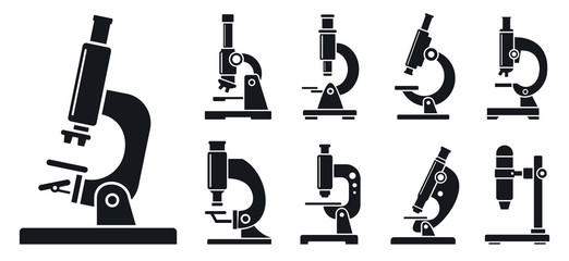 Poster - Lab microscope icon set. Simple set of lab microscope vector icons for web design on white background