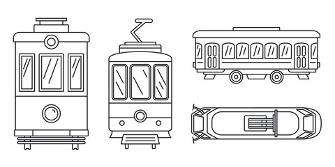 Poster - tramway icon set. outline set of tramway vector icons for web design isolated on white background