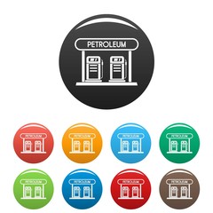 Poster - Petroleum station icons set 9 color vector isolated on white for any design