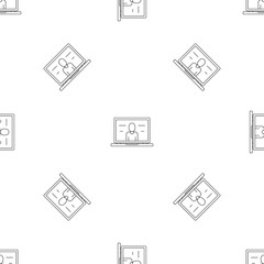 Poster - video laptop chat pattern seamless vector repeat geometric for any web design