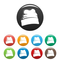Poster - beanie hat icons set 9 color vector isolated on white for any design