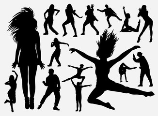 Poster - Dancing performance man and woman silhouette for symbol, logo, web icon, mascot, game elements, mascot, sign, sticker design, or any design you want. Easy to use.
