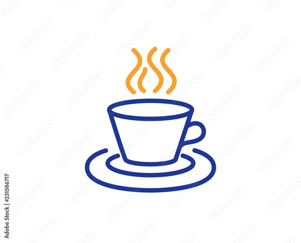 Tea or Coffee line icon. Hot drink sign. Fresh beverage symbol. Colorful  outline concept. Blue and orange thin line color icon. Tea cup Vector  Stock-vektor | Adobe Stock